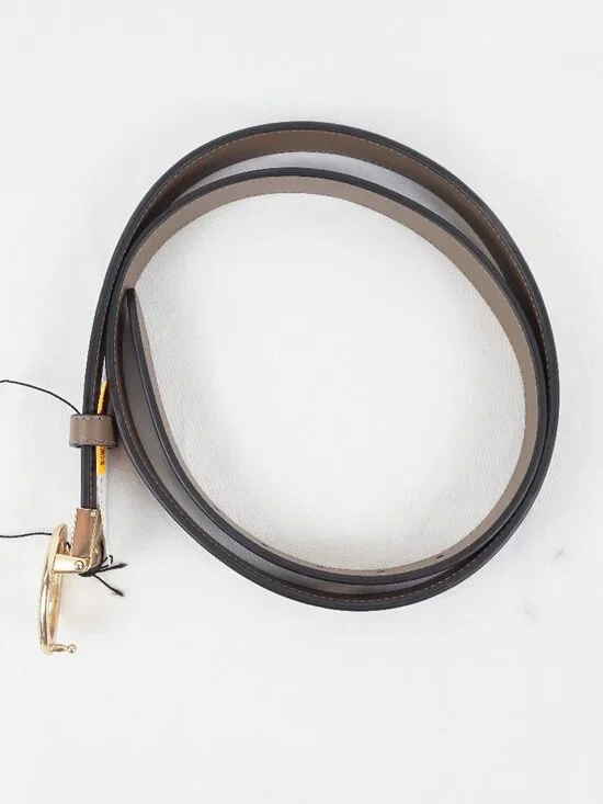 Coach Buckle Cut-To-Size Calf Leather Belt 25mm In Navy Blue/Brown (NWT) - Picture 2 of 11